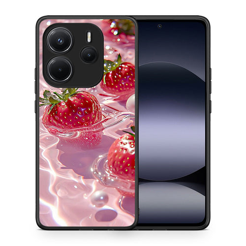 Θήκη Xiaomi Redmi Note 14 4G Juicy Strawberries από τη Smartfits με σχέδιο στο πίσω μέρος και μαύρο περίβλημα | Xiaomi Redmi Note 14 4G Juicy Strawberries case with colorful back and black bezels