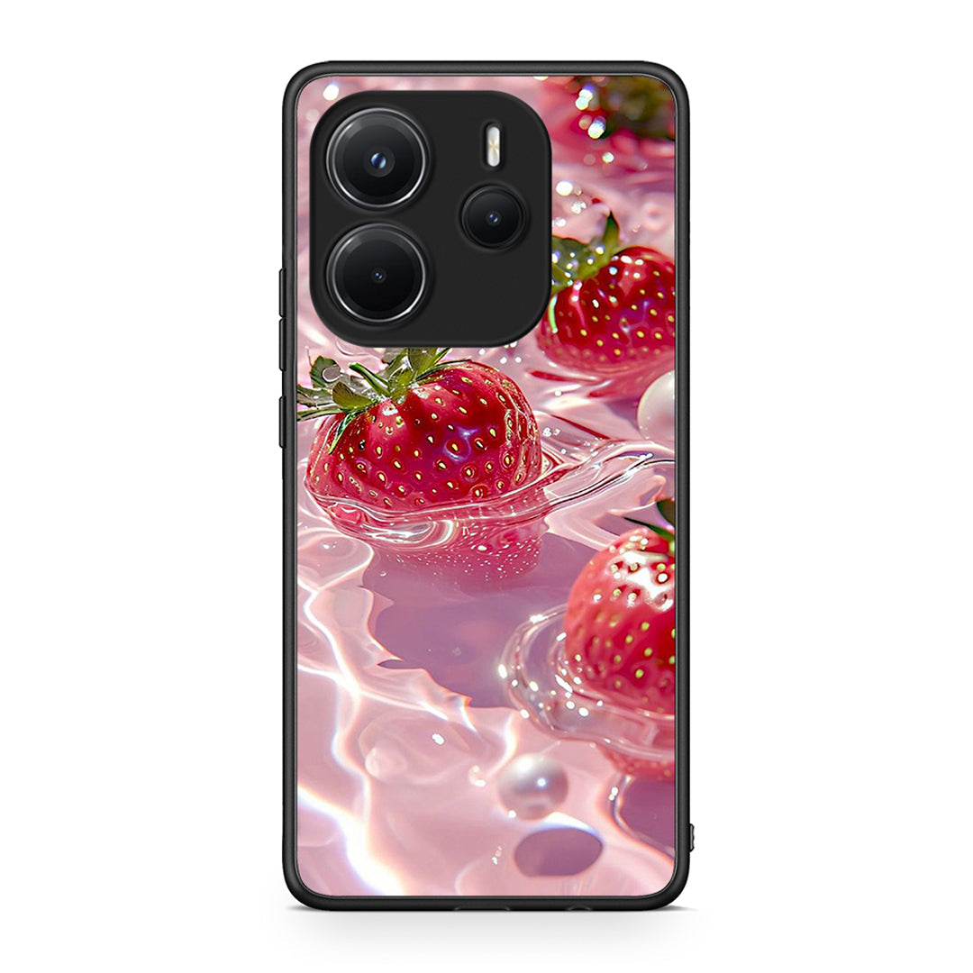 Xiaomi Redmi Note 14 4G Juicy Strawberries θήκη από τη Smartfits με σχέδιο στο πίσω μέρος και μαύρο περίβλημα | Smartphone case with colorful back and black bezels by Smartfits