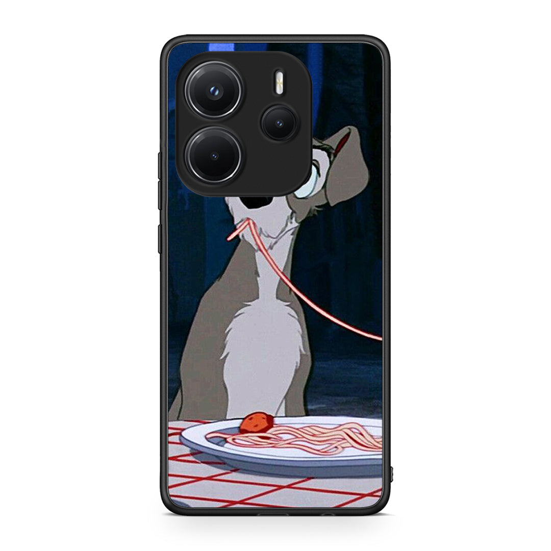 Xiaomi Redmi Note 14 4G Lady And Tramp 1 Θήκη Αγίου Βαλεντίνου από τη Smartfits με σχέδιο στο πίσω μέρος και μαύρο περίβλημα | Smartphone case with colorful back and black bezels by Smartfits