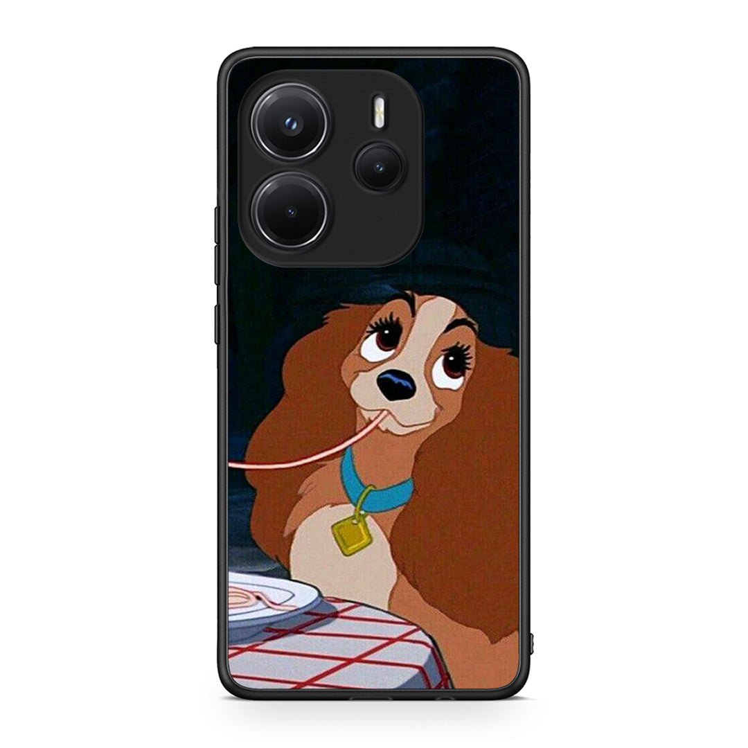 Xiaomi Redmi Note 14 4G Lady And Tramp 2 Θήκη Αγίου Βαλεντίνου από τη Smartfits με σχέδιο στο πίσω μέρος και μαύρο περίβλημα | Smartphone case with colorful back and black bezels by Smartfits
