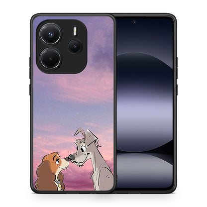 Θήκη Xiaomi Redmi Note 14 4G Lady And Tramp από τη Smartfits με σχέδιο στο πίσω μέρος και μαύρο περίβλημα | Xiaomi Redmi Note 14 4G Lady And Tramp case with colorful back and black bezels