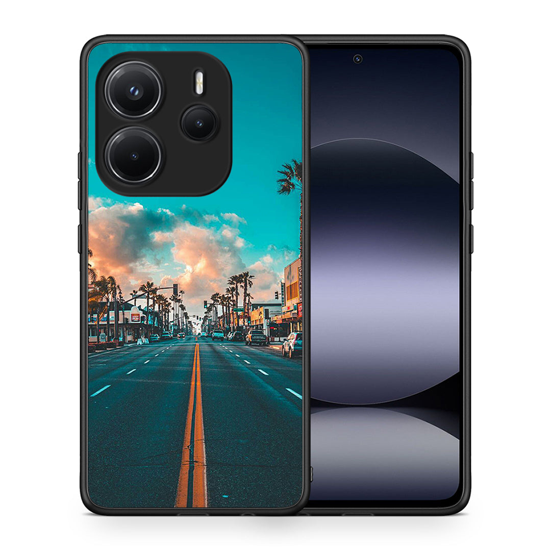 Θήκη Xiaomi Redmi Note 14 4G City Landscape από τη Smartfits με σχέδιο στο πίσω μέρος και μαύρο περίβλημα | Xiaomi Redmi Note 14 4G City Landscape case with colorful back and black bezels