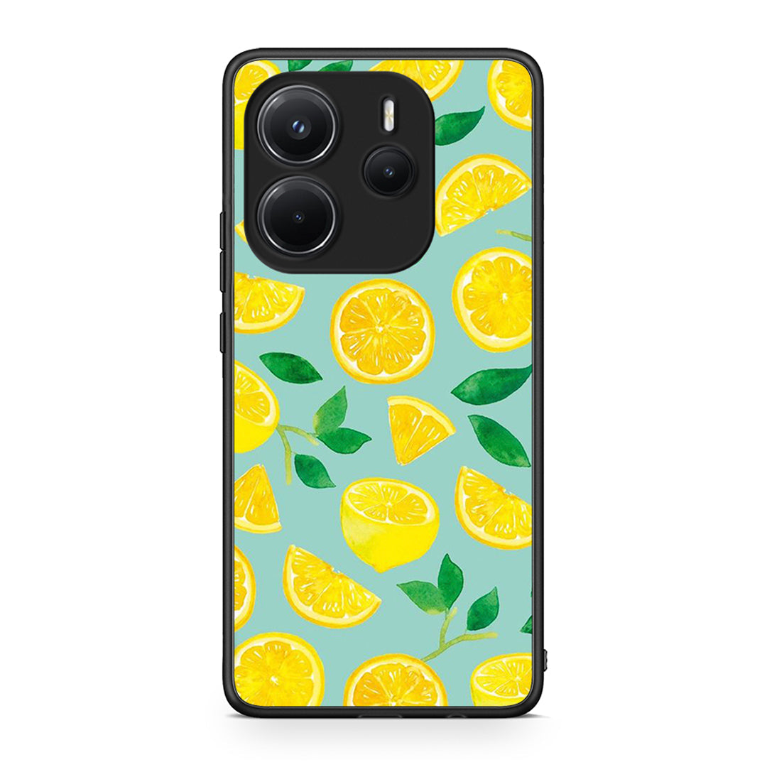 Xiaomi Redmi Note 14 4G Lemons θήκη από τη Smartfits με σχέδιο στο πίσω μέρος και μαύρο περίβλημα | Smartphone case with colorful back and black bezels by Smartfits