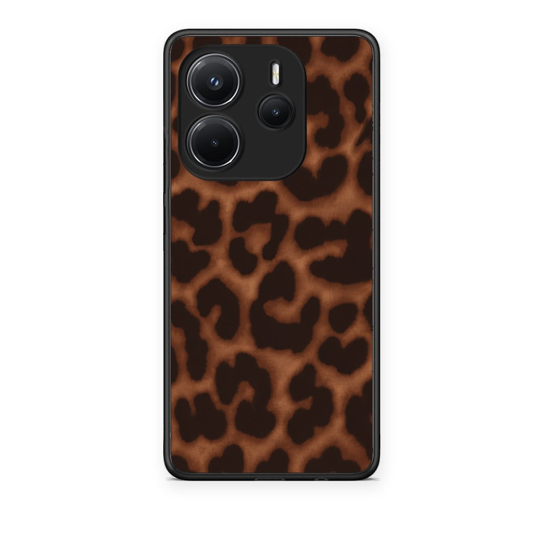 Θήκη Xiaomi Redmi Note 14 4G Leopard Print Dark Brown από τη Smartfits με σχέδιο στο πίσω μέρος και μαύρο περίβλημα | Xiaomi Redmi Note 14 4G Leopard Print Dark Brown case with colorful back and black bezels
