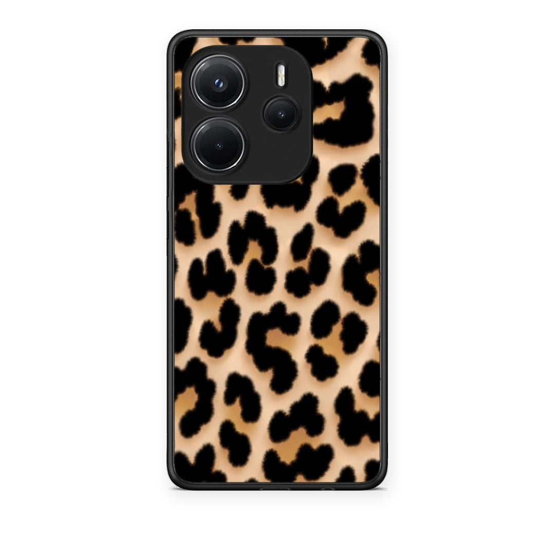 Θήκη Xiaomi Redmi Note 14 4G Leopard Print Tan Large από τη Smartfits με σχέδιο στο πίσω μέρος και μαύρο περίβλημα | Xiaomi Redmi Note 14 4G Leopard Print Tan Large case with colorful back and black bezels