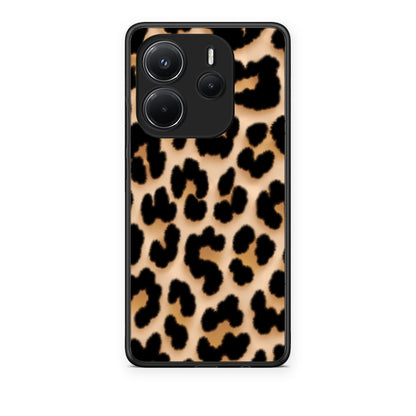 Θήκη Xiaomi Redmi Note 14 4G Leopard Print Tan Large από τη Smartfits με σχέδιο στο πίσω μέρος και μαύρο περίβλημα | Xiaomi Redmi Note 14 4G Leopard Print Tan Large case with colorful back and black bezels