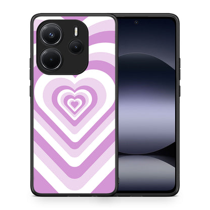 Θήκη Xiaomi Redmi Note 14 4G Lilac Hearts από τη Smartfits με σχέδιο στο πίσω μέρος και μαύρο περίβλημα | Xiaomi Redmi Note 14 4G Lilac Hearts case with colorful back and black bezels