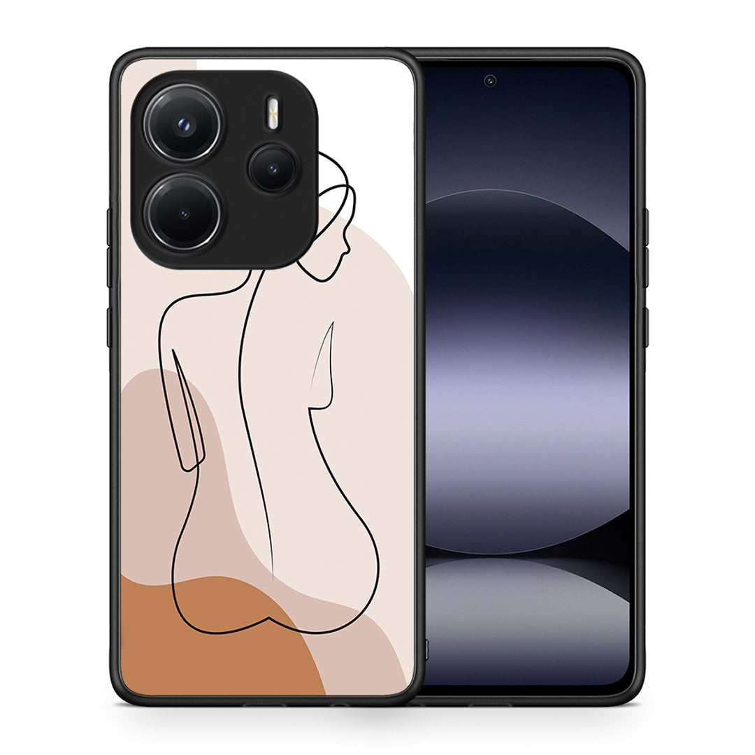 Θήκη Xiaomi Redmi Note 14 4G LineArt Woman από τη Smartfits με σχέδιο στο πίσω μέρος και μαύρο περίβλημα | Xiaomi Redmi Note 14 4G LineArt Woman case with colorful back and black bezels