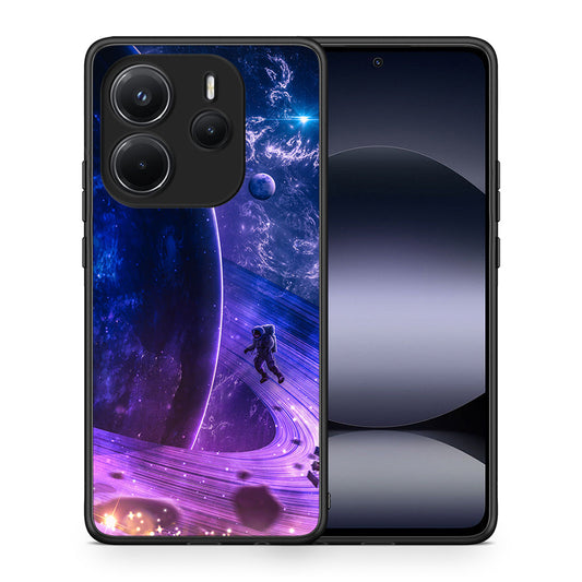 Θήκη Xiaomi Redmi Note 14 4G Lost Astronaut από τη Smartfits με σχέδιο στο πίσω μέρος και μαύρο περίβλημα | Xiaomi Redmi Note 14 4G Lost Astronaut case with colorful back and black bezels