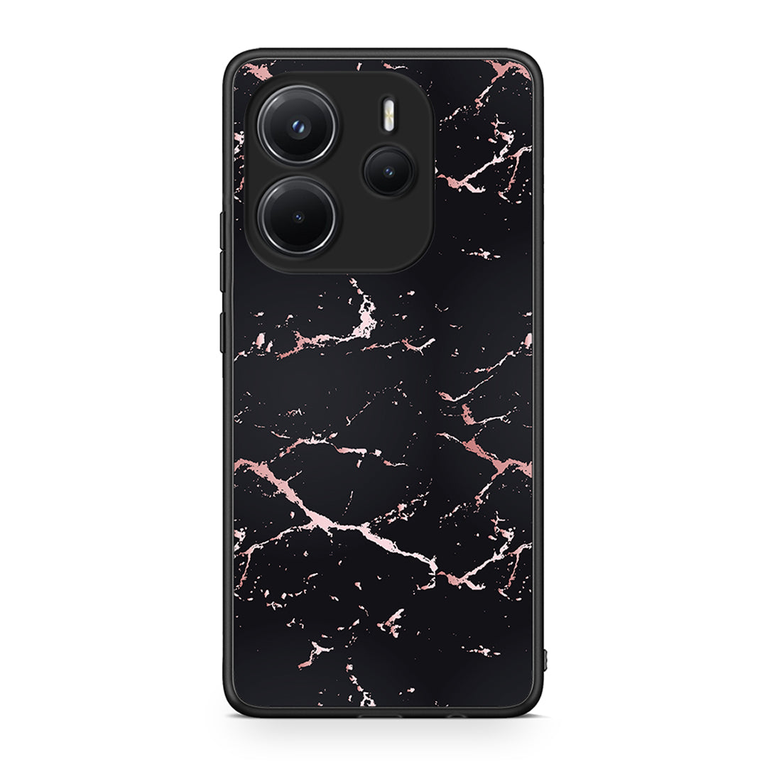 4 - Xiaomi Redmi Note 14 4G Black Rosegold Marble case, cover, bumper