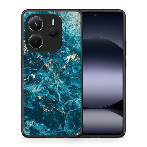 Θήκη Xiaomi Redmi Note 14 4G Marble Blue από τη Smartfits με σχέδιο στο πίσω μέρος και μαύρο περίβλημα | Xiaomi Redmi Note 14 4G Marble Blue case with colorful back and black bezels