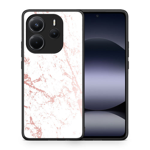 Θήκη Xiaomi Redmi Note 14 4G Pink Splash Marble από τη Smartfits με σχέδιο στο πίσω μέρος και μαύρο περίβλημα | Xiaomi Redmi Note 14 4G Pink Splash Marble case with colorful back and black bezels