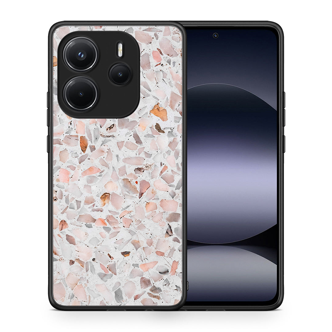 Θήκη Xiaomi Redmi Note 14 4G Marble Terrazzo από τη Smartfits με σχέδιο στο πίσω μέρος και μαύρο περίβλημα | Xiaomi Redmi Note 14 4G Marble Terrazzo case with colorful back and black bezels