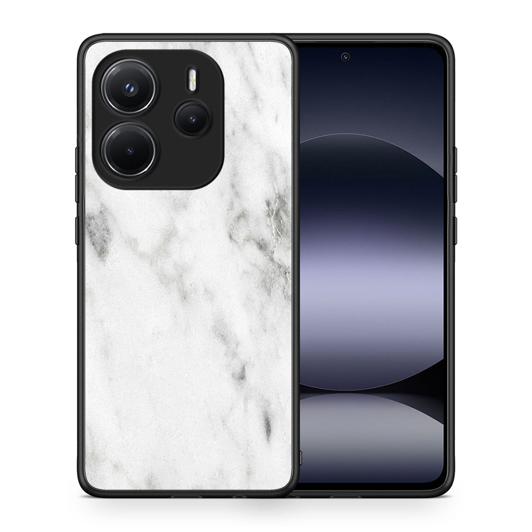 Θήκη Xiaomi Redmi Note 14 4G White Marble από τη Smartfits με σχέδιο στο πίσω μέρος και μαύρο περίβλημα | Xiaomi Redmi Note 14 4G White Marble case with colorful back and black bezels