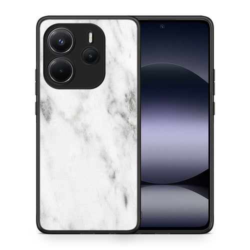 Θήκη Xiaomi Redmi Note 14 4G White Marble από τη Smartfits με σχέδιο στο πίσω μέρος και μαύρο περίβλημα | Xiaomi Redmi Note 14 4G White Marble case with colorful back and black bezels
