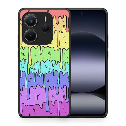Θήκη Xiaomi Redmi Note 14 4G Melting Rainbow από τη Smartfits με σχέδιο στο πίσω μέρος και μαύρο περίβλημα | Xiaomi Redmi Note 14 4G Melting Rainbow case with colorful back and black bezels