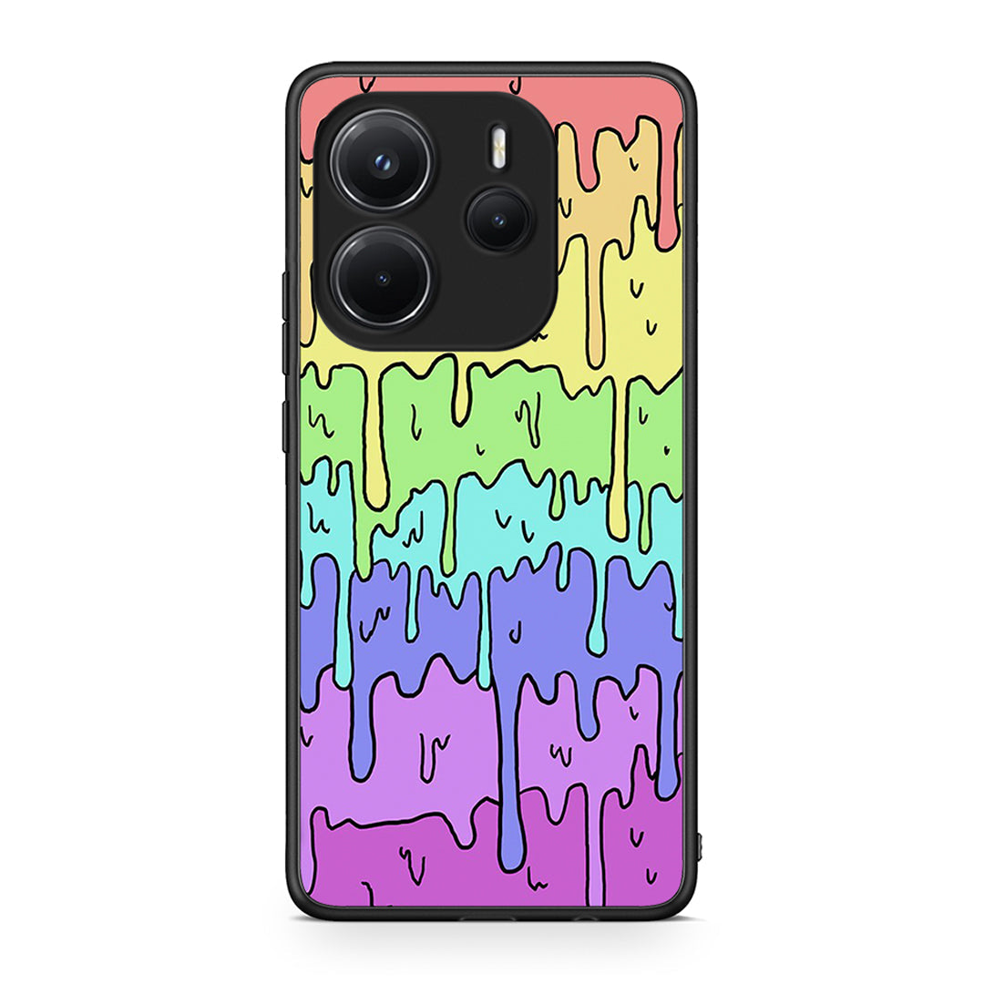 Xiaomi Redmi Note 14 4G Melting Rainbow θήκη από τη Smartfits με σχέδιο στο πίσω μέρος και μαύρο περίβλημα | Smartphone case with colorful back and black bezels by Smartfits
