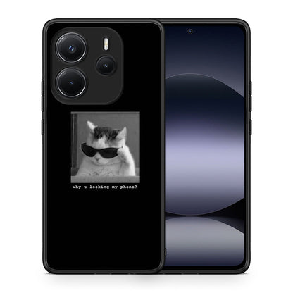 Θήκη Xiaomi Redmi Note 14 4G Meme Cat από τη Smartfits με σχέδιο στο πίσω μέρος και μαύρο περίβλημα | Xiaomi Redmi Note 14 4G Meme Cat case with colorful back and black bezels