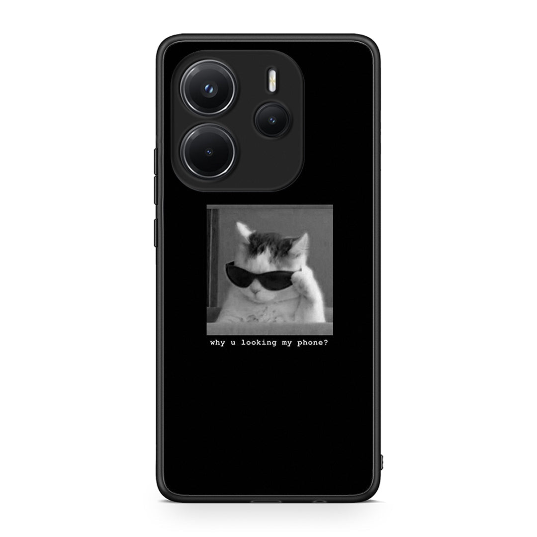 Xiaomi Redmi Note 14 4G Meme Cat θήκη από τη Smartfits με σχέδιο στο πίσω μέρος και μαύρο περίβλημα | Smartphone case with colorful back and black bezels by Smartfits