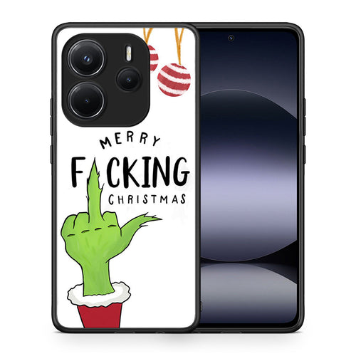 Θήκη Xiaomi Redmi Note 14 4G Merry F Xmas από τη Smartfits με σχέδιο στο πίσω μέρος και μαύρο περίβλημα | Xiaomi Redmi Note 14 4G Merry F Xmas case with colorful back and black bezels