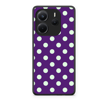 Θήκη Xiaomi Redmi Note 14 4G Mint Polka Dots on Purple από τη Smartfits με σχέδιο στο πίσω μέρος και μαύρο περίβλημα | Xiaomi Redmi Note 14 4G Mint Polka Dots on Purple case with colorful back and black bezels