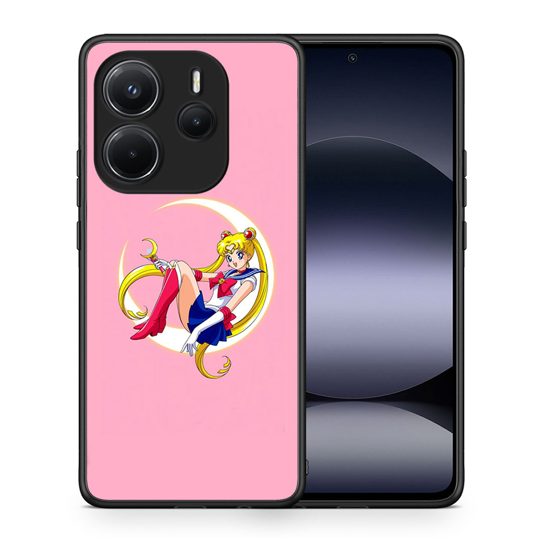 Θήκη Xiaomi Redmi Note 14 4G Moon Girl από τη Smartfits με σχέδιο στο πίσω μέρος και μαύρο περίβλημα | Xiaomi Redmi Note 14 4G Moon Girl case with colorful back and black bezels