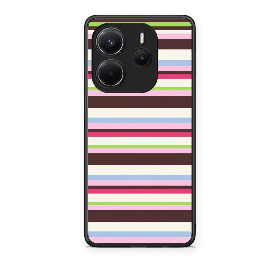 Θήκη Xiaomi Redmi Note 14 4G Multicolour Horizontal Stripes από τη Smartfits με σχέδιο στο πίσω μέρος και μαύρο περίβλημα | Xiaomi Redmi Note 14 4G Multicolour Horizontal Stripes case with colorful back and black bezels