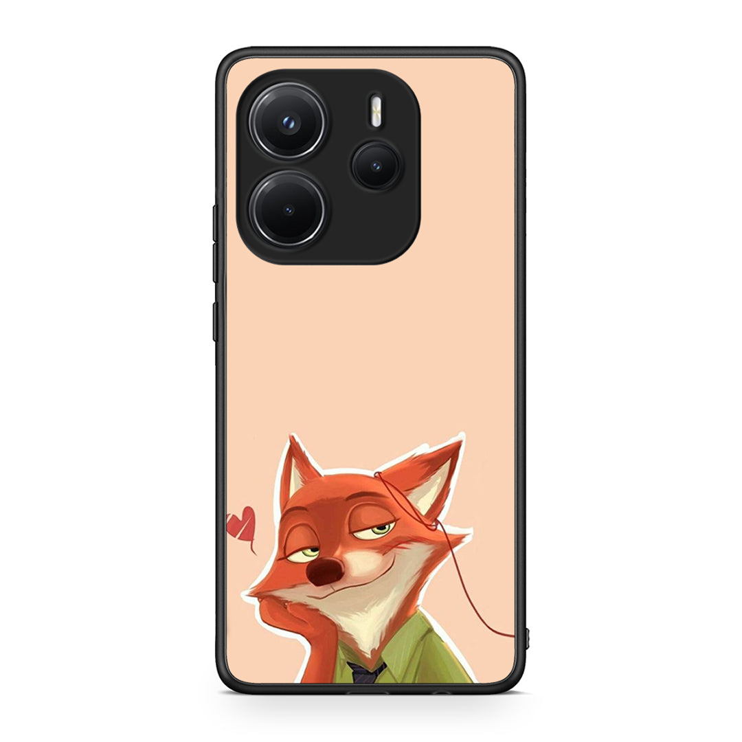 Xiaomi Redmi Note 14 4G Nick Wilde And Judy Hopps Love 1 θήκη από τη Smartfits με σχέδιο στο πίσω μέρος και μαύρο περίβλημα | Smartphone case with colorful back and black bezels by Smartfits
