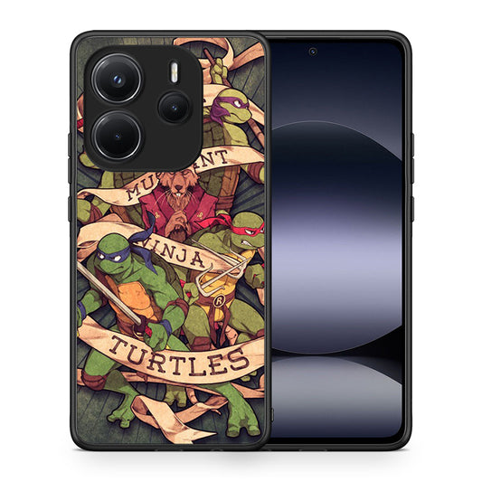 Θήκη Xiaomi Redmi Note 14 4G Ninja Turtles από τη Smartfits με σχέδιο στο πίσω μέρος και μαύρο περίβλημα | Xiaomi Redmi Note 14 4G Ninja Turtles case with colorful back and black bezels