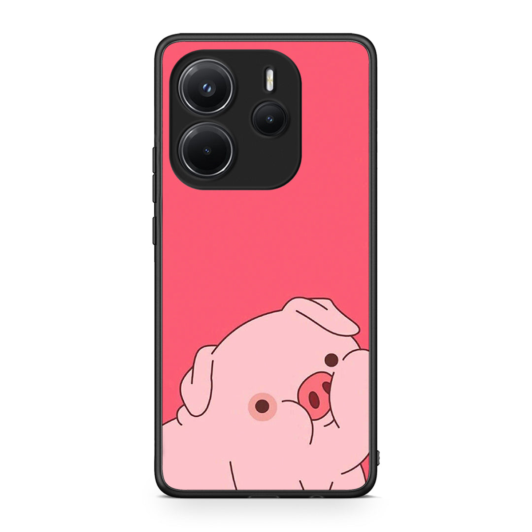 Xiaomi Redmi Note 14 4G Pig Love 1 Θήκη Αγίου Βαλεντίνου από τη Smartfits με σχέδιο στο πίσω μέρος και μαύρο περίβλημα | Smartphone case with colorful back and black bezels by Smartfits