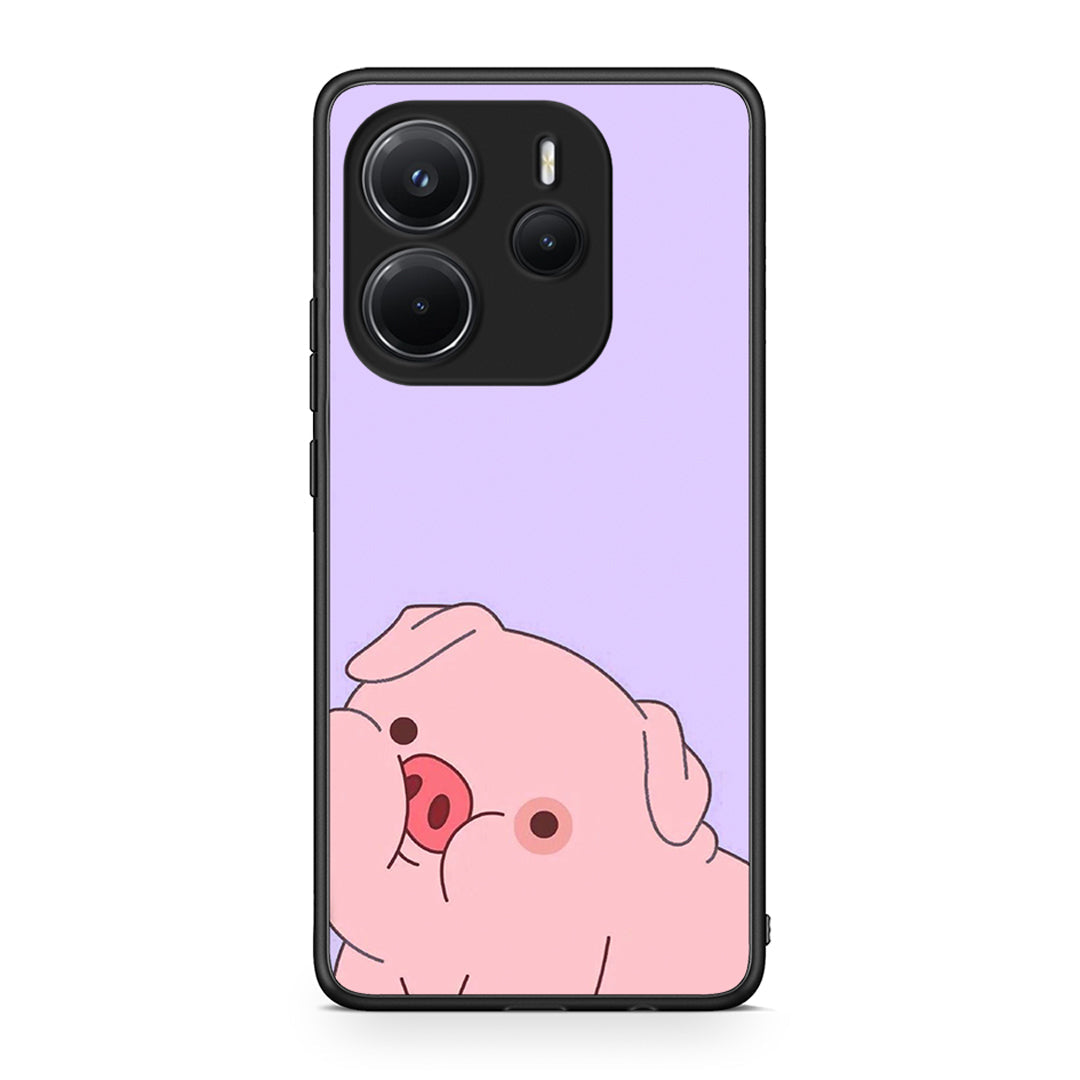 Xiaomi Redmi Note 14 4G Pig Love 2 Θήκη Αγίου Βαλεντίνου από τη Smartfits με σχέδιο στο πίσω μέρος και μαύρο περίβλημα | Smartphone case with colorful back and black bezels by Smartfits