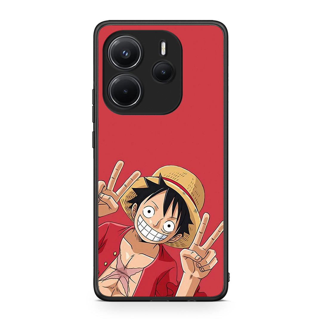 Xiaomi Redmi Note 14 4G Pirate Luffy Θήκη από τη Smartfits με σχέδιο στο πίσω μέρος και μαύρο περίβλημα | Smartphone case with colorful back and black bezels by Smartfits