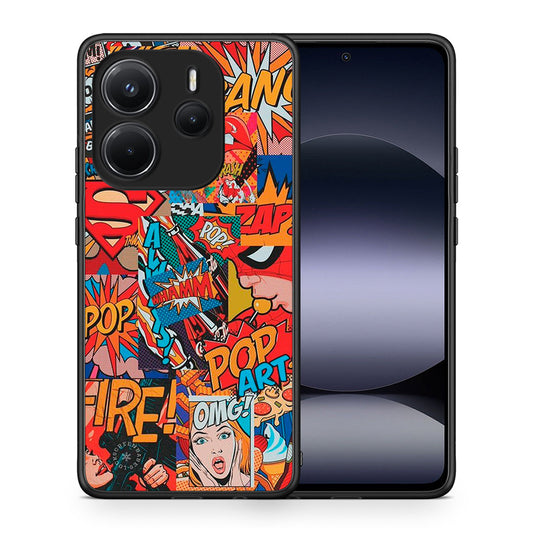 Θήκη Xiaomi Redmi Note 14 4G PopArt OMG από τη Smartfits με σχέδιο στο πίσω μέρος και μαύρο περίβλημα | Xiaomi Redmi Note 14 4G PopArt OMG case with colorful back and black bezels