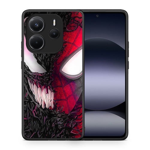 Θήκη Xiaomi Redmi Note 14 4G SpiderVenom PopArt από τη Smartfits με σχέδιο στο πίσω μέρος και μαύρο περίβλημα | Xiaomi Redmi Note 14 4G SpiderVenom PopArt case with colorful back and black bezels
