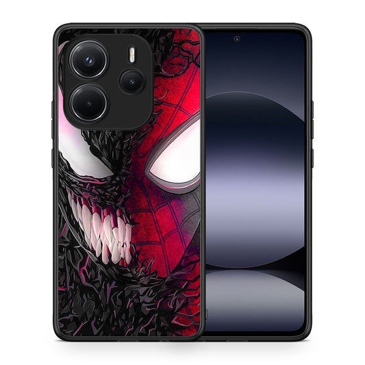 Θήκη Xiaomi Redmi Note 14 4G SpiderVenom PopArt από τη Smartfits με σχέδιο στο πίσω μέρος και μαύρο περίβλημα | Xiaomi Redmi Note 14 4G SpiderVenom PopArt case with colorful back and black bezels
