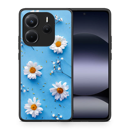 Θήκη Xiaomi Redmi Note 14 4G Real Daisies από τη Smartfits με σχέδιο στο πίσω μέρος και μαύρο περίβλημα | Xiaomi Redmi Note 14 4G Real Daisies case with colorful back and black bezels