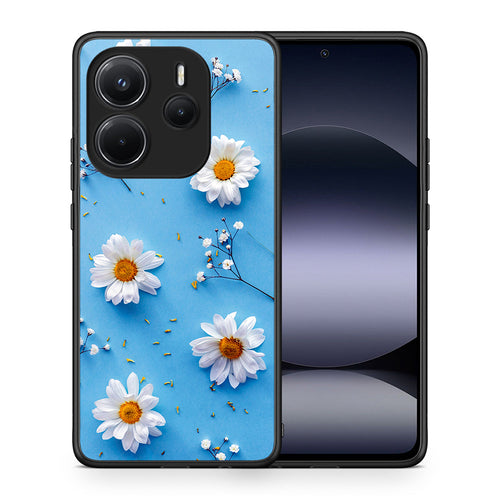 Θήκη Xiaomi Redmi Note 14 4G Real Daisies από τη Smartfits με σχέδιο στο πίσω μέρος και μαύρο περίβλημα | Xiaomi Redmi Note 14 4G Real Daisies case with colorful back and black bezels