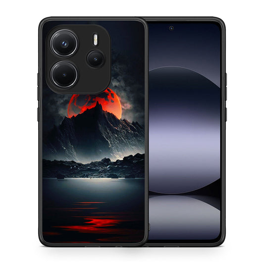 Θήκη Xiaomi Redmi Note 14 4G Red Full Moon από τη Smartfits με σχέδιο στο πίσω μέρος και μαύρο περίβλημα | Xiaomi Redmi Note 14 4G Red Full Moon case with colorful back and black bezels