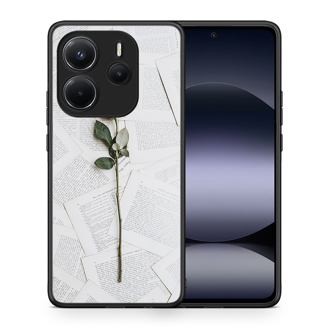 Θήκη Xiaomi Redmi Note 14 4G Red Rose από τη Smartfits με σχέδιο στο πίσω μέρος και μαύρο περίβλημα | Xiaomi Redmi Note 14 4G Red Rose case with colorful back and black bezels