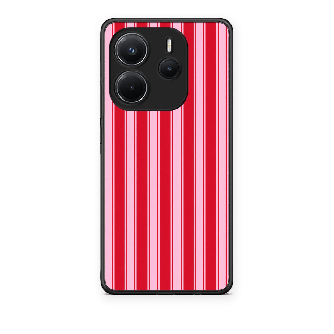 Θήκη Xiaomi Redmi Note 14 4G Red and Pink Vertical Pinstripes από τη Smartfits με σχέδιο στο πίσω μέρος και μαύρο περίβλημα | Xiaomi Redmi Note 14 4G Red and Pink Vertical Pinstripes case with colorful back and black bezels