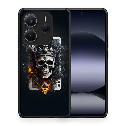 Θήκη Xiaomi Redmi Note 14 4G Skull King Ace από τη Smartfits με σχέδιο στο πίσω μέρος και μαύρο περίβλημα | Xiaomi Redmi Note 14 4G Skull King Ace case with colorful back and black bezels