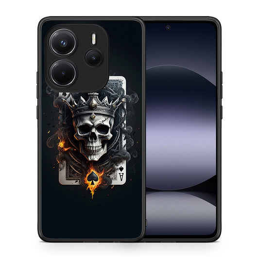 Θήκη Xiaomi Redmi Note 14 4G Skull King Ace από τη Smartfits με σχέδιο στο πίσω μέρος και μαύρο περίβλημα | Xiaomi Redmi Note 14 4G Skull King Ace case with colorful back and black bezels