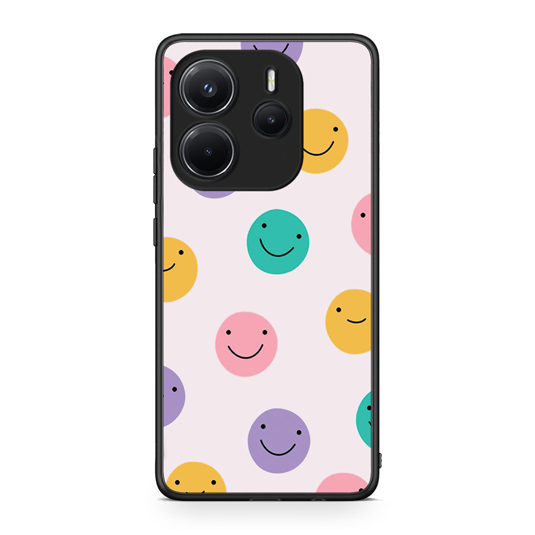 Xiaomi Redmi Note 14 4G Smiley Faces θήκη από τη Smartfits με σχέδιο στο πίσω μέρος και μαύρο περίβλημα | Smartphone case with colorful back and black bezels by Smartfits