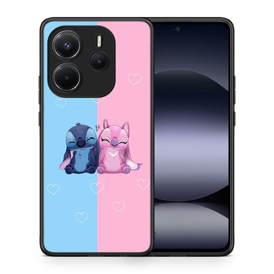 Θήκη Xiaomi Redmi Note 14 4G Stitch And Angel από τη Smartfits με σχέδιο στο πίσω μέρος και μαύρο περίβλημα | Xiaomi Redmi Note 14 4G Stitch And Angel case with colorful back and black bezels