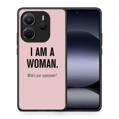 Θήκη Xiaomi Redmi Note 14 4G Superpower Woman από τη Smartfits με σχέδιο στο πίσω μέρος και μαύρο περίβλημα | Xiaomi Redmi Note 14 4G Superpower Woman case with colorful back and black bezels