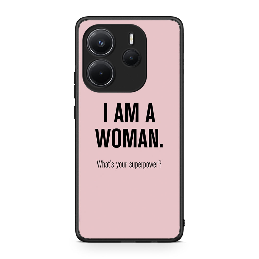 Xiaomi Redmi Note 14 4G Superpower Woman θήκη από τη Smartfits με σχέδιο στο πίσω μέρος και μαύρο περίβλημα | Smartphone case with colorful back and black bezels by Smartfits