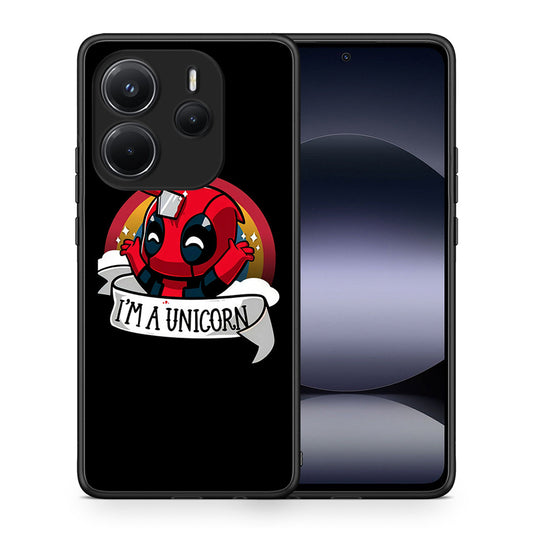 Θήκη Xiaomi Redmi Note 14 4G Unicorn Deadpool από τη Smartfits με σχέδιο στο πίσω μέρος και μαύρο περίβλημα | Xiaomi Redmi Note 14 4G Unicorn Deadpool case with colorful back and black bezels