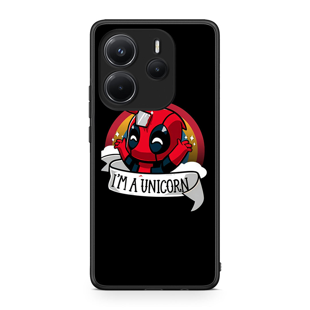 Xiaomi Redmi Note 14 4G Unicorn Deadpool θήκη από τη Smartfits με σχέδιο στο πίσω μέρος και μαύρο περίβλημα | Smartphone case with colorful back and black bezels by Smartfits