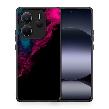 Θήκη Xiaomi Redmi Note 14 4G Pink Black Watercolor από τη Smartfits με σχέδιο στο πίσω μέρος και μαύρο περίβλημα | Xiaomi Redmi Note 14 4G Pink Black Watercolor case with colorful back and black bezels