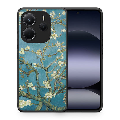 Θήκη Xiaomi Redmi Note 14 4G White Blossoms από τη Smartfits με σχέδιο στο πίσω μέρος και μαύρο περίβλημα | Xiaomi Redmi Note 14 4G White Blossoms case with colorful back and black bezels